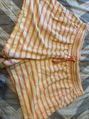 Old Navy Peach and Cream Striped Terry Shorts